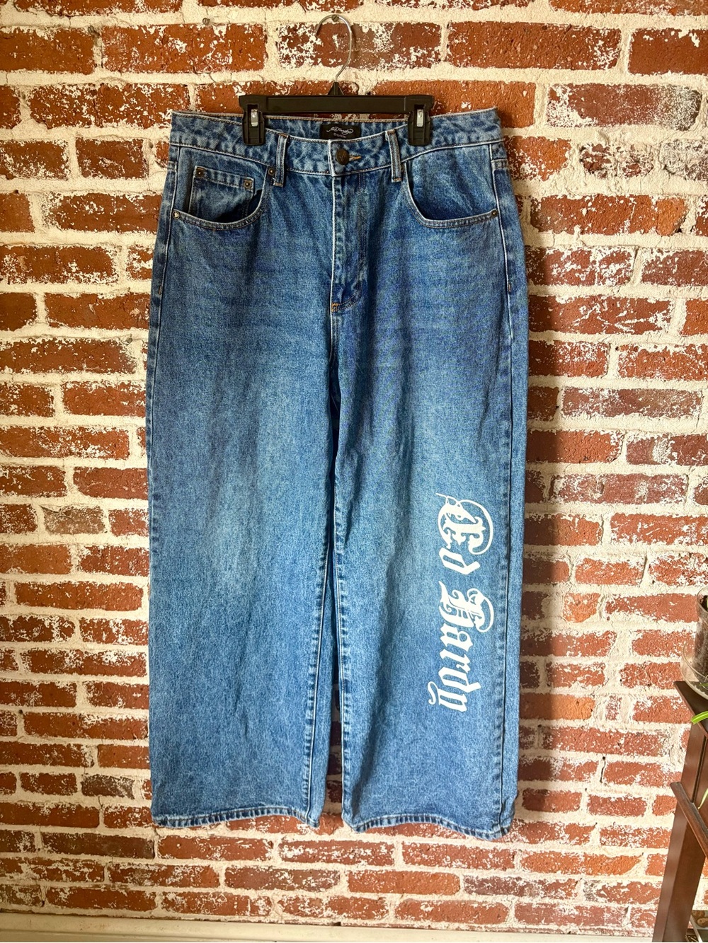 Y2K Ed Hardy “Born Free” Swallow Tattoo Wide Leg Baggy Jeans